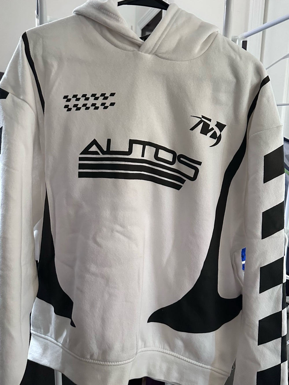 Autos Graphic White & Black Hoodie Jacket